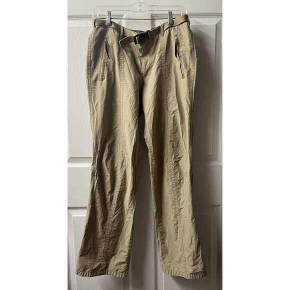 American Eagle Womens AE Flight Pants Size 8 Khaki Quick Dry belted Straight Leg - Picture 11 of 11
